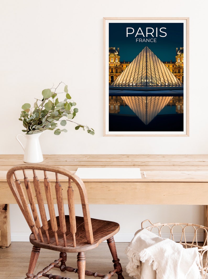 Paris Travel Poster, France Wall Art, France Print, Paris Poster, Louvre Poster, Louvre Pyramid Poster, Paris Art