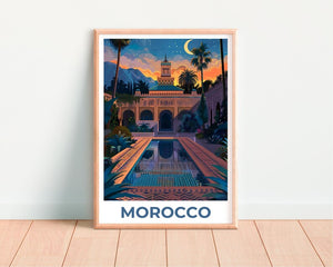 Morocco Travel Poster, Fez Print, Middle East Poster, North Africa Illustration, Landscape Poster, Scenic Poster, Home Decor, Birthday Gift