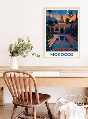 Morocco Travel Poster, Fez Print, Middle East Poster, North Africa Illustration, Landscape Poster, Scenic Poster, Home Decor, Birthday Gift