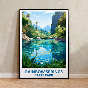Rainbow Springs State Park Travel Print Florida Poster Natural Spring Wall Art Lake Illustration Landscape Poster Home Decor Birthday Gift
