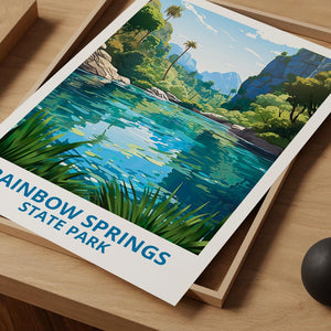 Rainbow Springs State Park Travel Print Florida Poster Natural Spring Wall Art Lake Illustration Landscape Poster Home Decor Birthday Gift