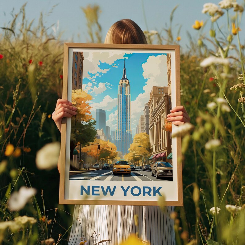 NYC Poster, New York Travel Print, New York City Poster, Manhattan Illustration, Empire State Poster, Home Decor, Birthday Gift