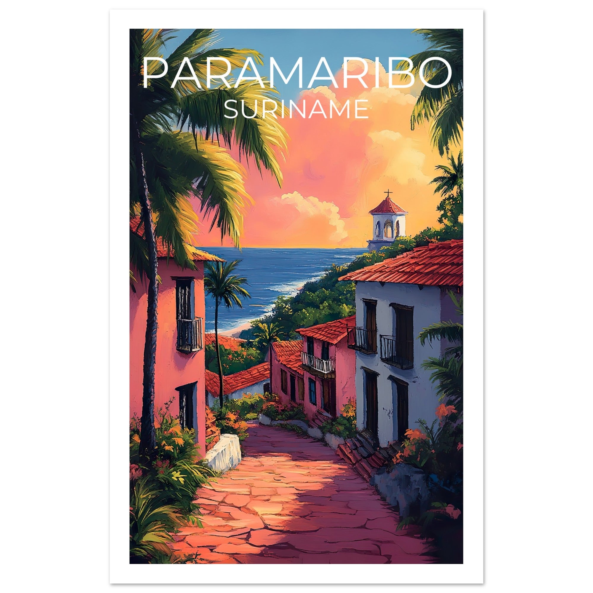 Paramaribo Travel Print, Suriname Poster, Coast Wall Art, South America Illustration, Paramaribo Poster, Home Decor, Birthday Gift