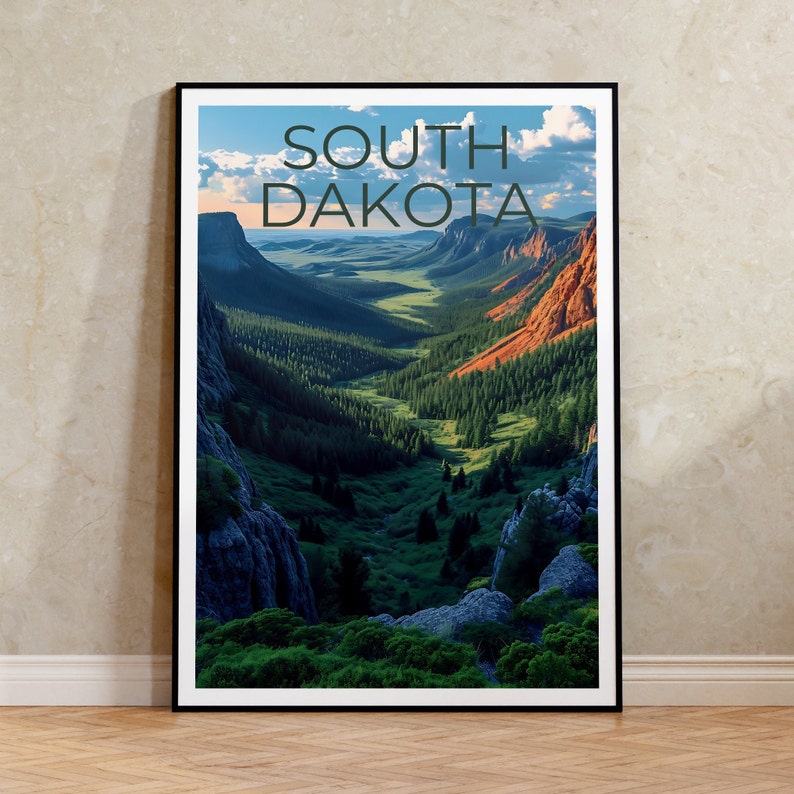 South Dakota Travel Poster, South Dakota Wall Art, South Dakota Print, South Dakota Poster, Forest Poster, South Dakota Art
