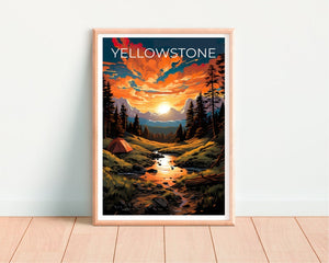 Affiche de voyage de Yellowstone, art mural du Wyoming, impression du Wyoming, affiche de Yellowstone, affiche du Wyoming, affiche de la nature, art de Yellowstone