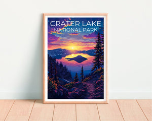 Crater Lake National Park Poster, Oregon Poster, Oregon Art, Crater Lake Print, Hiking Poster, Oregon Print, Crater Lake Art