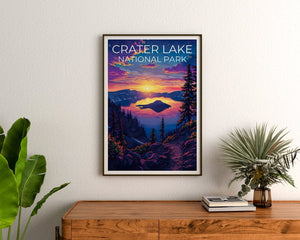 Crater Lake National Park Poster, Oregon Poster, Oregon Art, Crater Lake Print, Hiking Poster, Oregon Print, Crater Lake Art