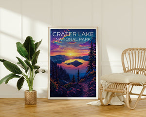 Crater Lake National Park Poster, Oregon Poster, Oregon Art, Crater Lake Print, Hiking Poster, Oregon Print, Crater Lake Art
