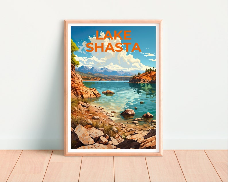 Lake Shasta Travel Poster, California Wall Art, California Print, Lake Shasta Poster, California Poster, Nature Poster, Lake Shasta Art