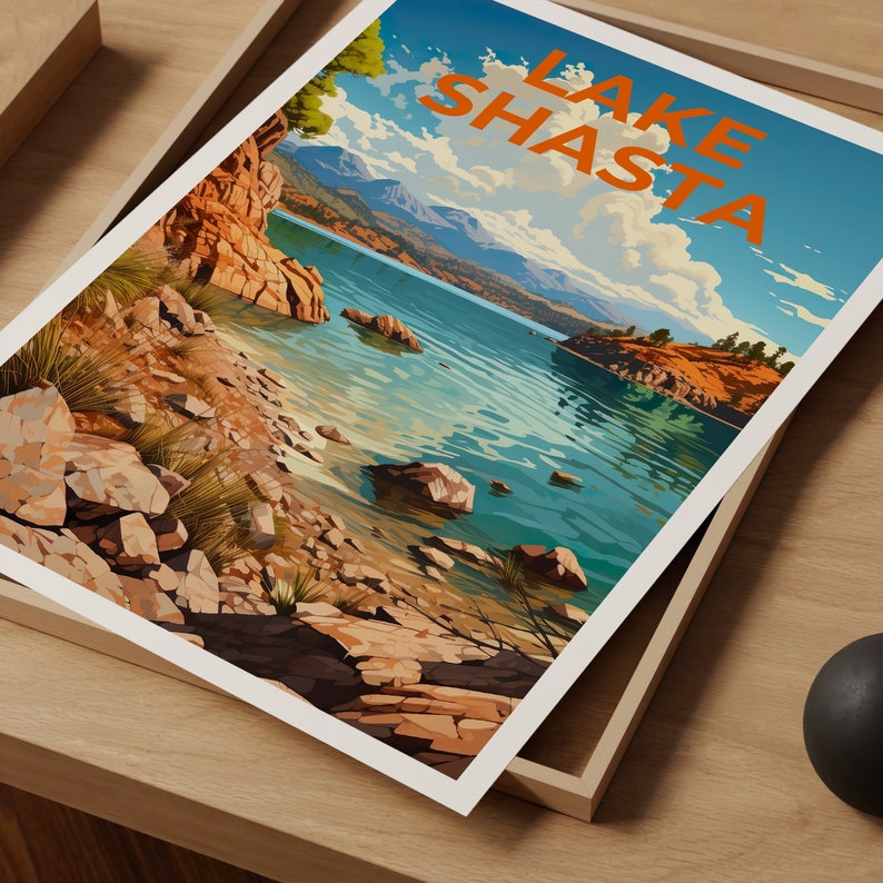 Lake Shasta Travel Poster, California Wall Art, California Print, Lake Shasta Poster, California Poster, Nature Poster, Lake Shasta Art
