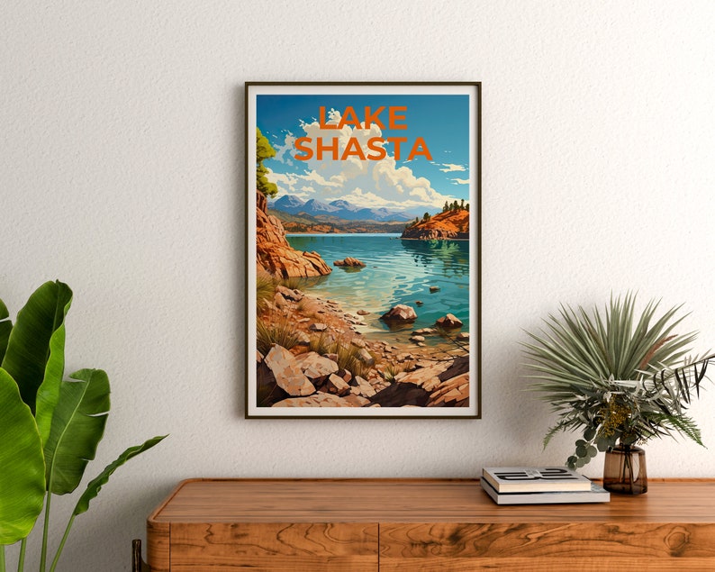 Lake Shasta Travel Poster, California Wall Art, California Print, Lake Shasta Poster, California Poster, Nature Poster, Lake Shasta Art