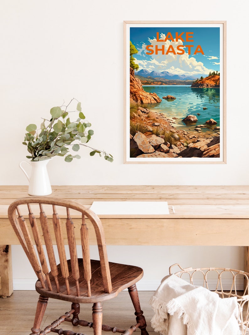 Lake Shasta Travel Poster, California Wall Art, California Print, Lake Shasta Poster, California Poster, Nature Poster, Lake Shasta Art