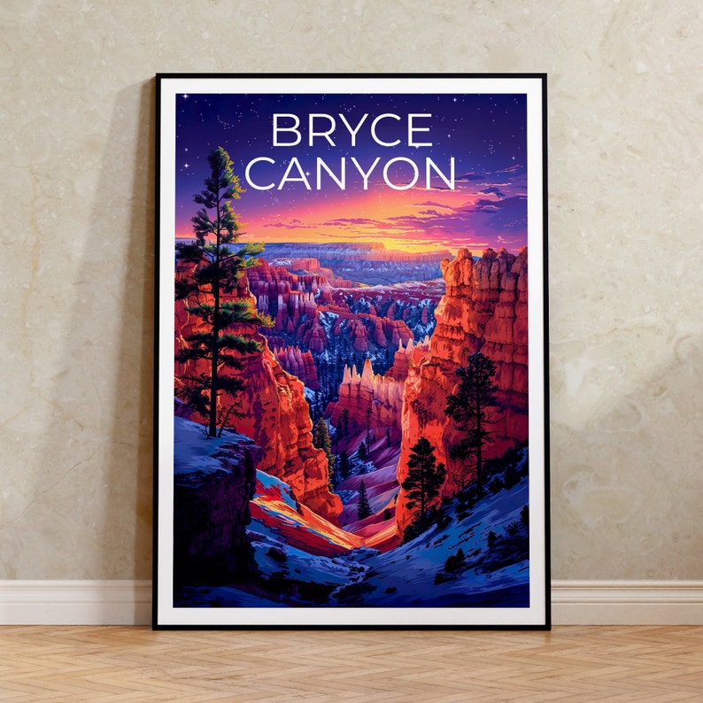 Affiche du parc national de Bryce Canyon, impression de Bryce Canyon, affiche de l'Utah, impression de l'Utah, affiche de voyage de l'Utah, art du canyon, art de Bryce Canyon