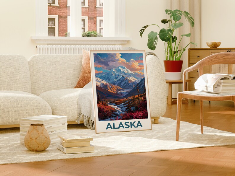 Alaska Travel Poster, Mountain Wall Art, Mountain Print, Alaska Poster, Mountain Poster, Alaska Print, Alaska Art