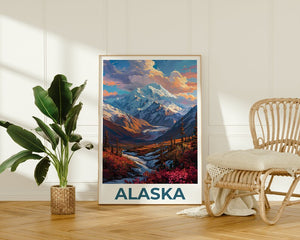 Alaska Travel Poster, Mountain Wall Art, Mountain Print, Alaska Poster, Mountain Poster, Alaska Print, Alaska Art