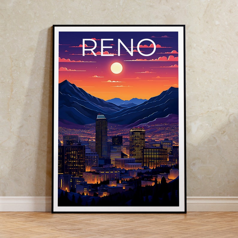 Reno Travel Poster, Nevada Wall Art, Nevada Print, Reno Poster, Nevada Poster, Reno Poster, Reno Art