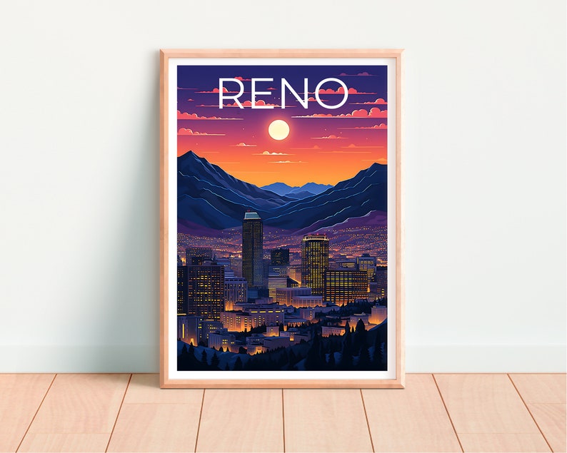 Reno Travel Poster, Nevada Wall Art, Nevada Print, Reno Poster, Nevada Poster, Reno Poster, Reno Art