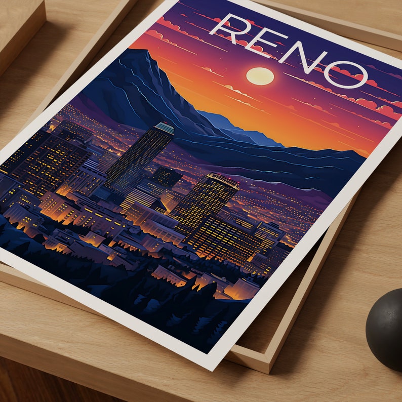 Reno Travel Poster, Nevada Wall Art, Nevada Print, Reno Poster, Nevada Poster, Reno Poster, Reno Art
