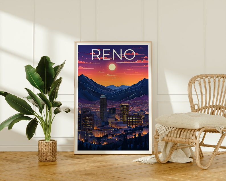 Reno Travel Poster, Nevada Wall Art, Nevada Print, Reno Poster, Nevada Poster, Reno Poster, Reno Art