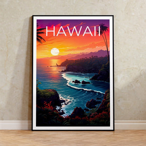 Hawaii Travel Poster, Island Wall Art, Island Print, Hawaii Poster, Coast Poster, Tropical Poster, Hawaii Print