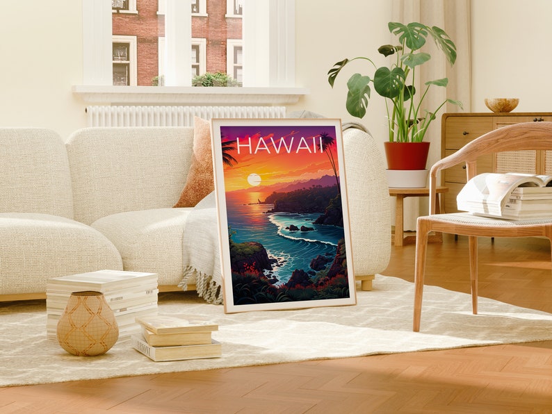 Hawaii Travel Poster, Island Wall Art, Island Print, Hawaii Poster, Coast Poster, Tropical Poster, Hawaii Print