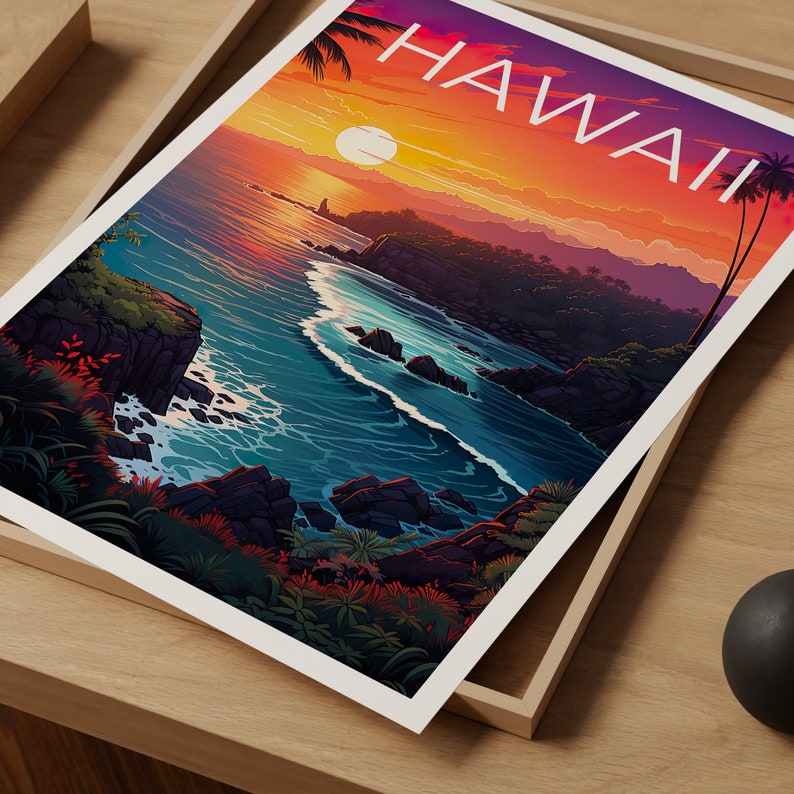 Hawaii Travel Poster, Island Wall Art, Island Print, Hawaii Poster, Coast Poster, Tropical Poster, Hawaii Print