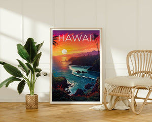 Hawaii Travel Poster, Island Wall Art, Island Print, Hawaii Poster, Coast Poster, Tropical Poster, Hawaii Print