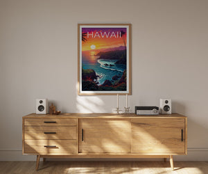 Hawaii Travel Poster, Island Wall Art, Island Print, Hawaii Poster, Coast Poster, Tropical Poster, Hawaii Print