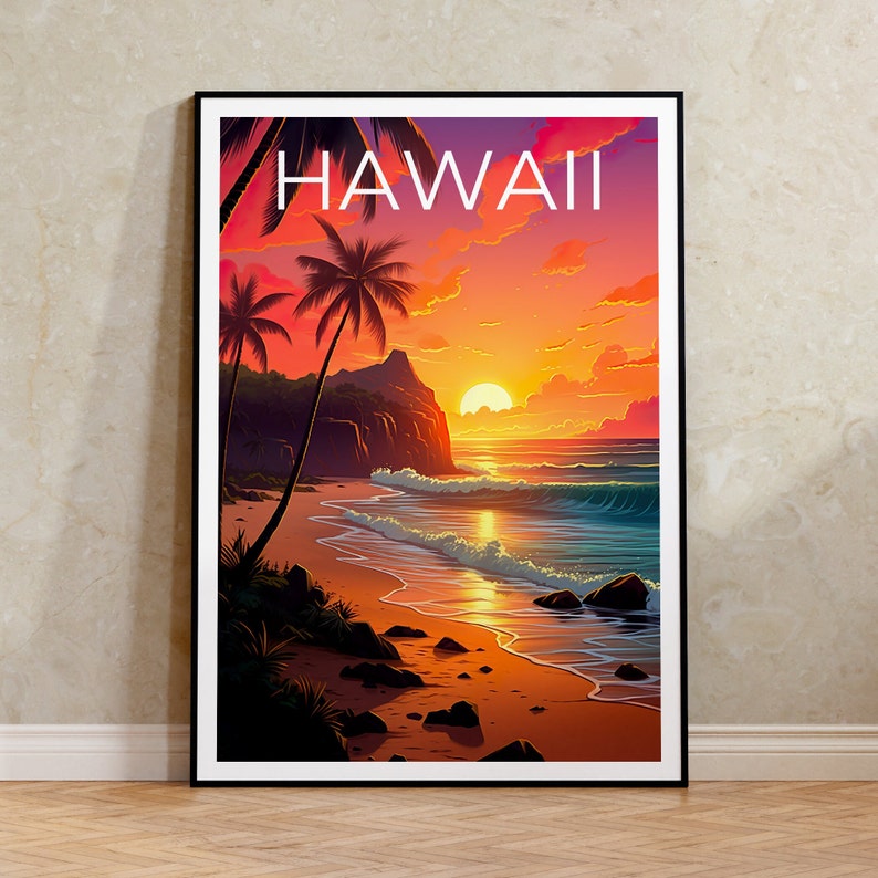 Hawaii Travel Poster, Maui Wall Art, Maui Print, Hawaii Poster, Island Print, Beach Poster, Hawaii Print