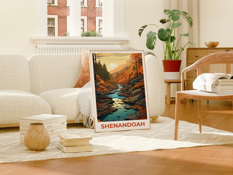 Affiche de voyage de Shenandoah, art mural de Virginie, impression de Virginie, affiche de Shenandoah, affiche de Virginie, affiche de forêt, art de Shenandoah