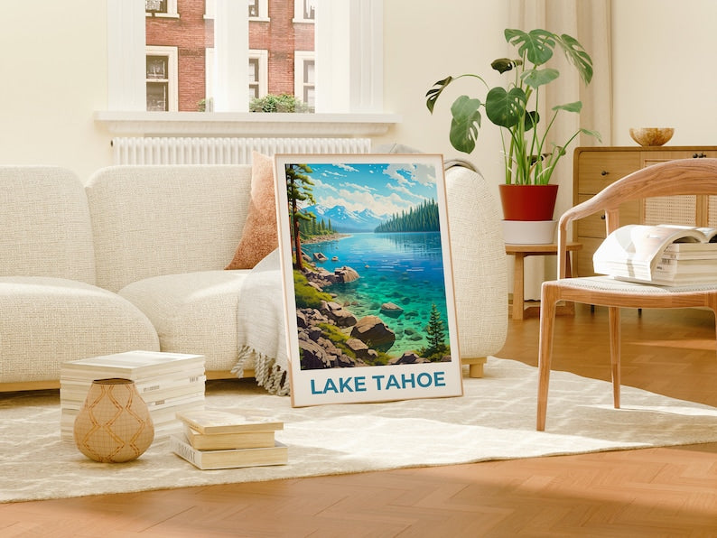 Lake Tahoe Poster, Lake Tahoe Print, California Poster, California Print, Lake Tahoe Travel Poster, Nevada Poster, Lake Tahoe Art