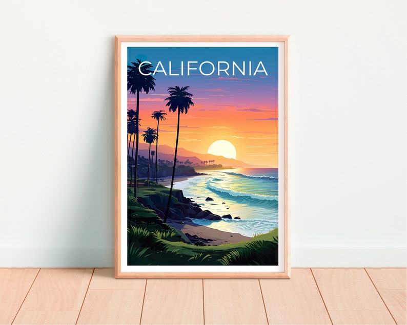 Affiche de voyage en Californie, art mural SoCal, impression Socal, affiche de Californie, affiche de plage, affiche de nature, impression de Californie