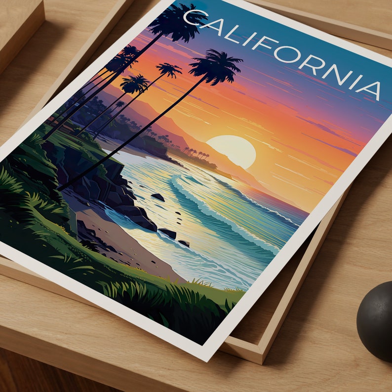 Affiche de voyage en Californie, art mural SoCal, impression Socal, affiche de Californie, affiche de plage, affiche de nature, impression de Californie