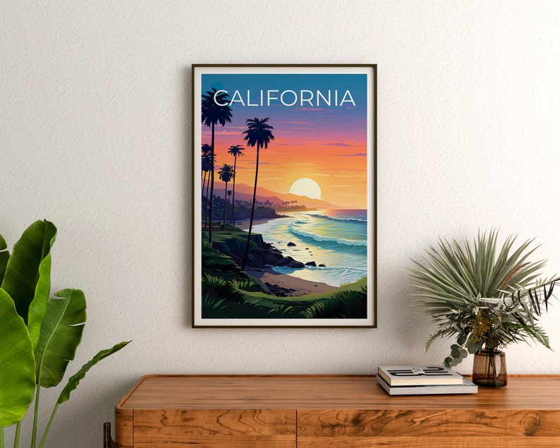 Affiche de voyage en Californie, art mural SoCal, impression Socal, affiche de Californie, affiche de plage, affiche de nature, impression de Californie