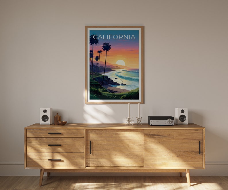 Affiche de voyage en Californie, art mural SoCal, impression Socal, affiche de Californie, affiche de plage, affiche de nature, impression de Californie