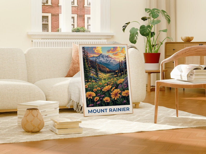 Affiche du mont Rainier, Impression du mont Rainier, Affiche de Washington, Affiche du parc national du mont Rainier, Impression de Washington