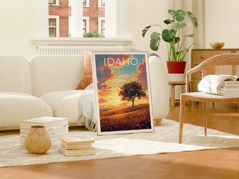 Idaho Poster, Idaho Print, Plains Poster, Tree Print, Outdoor Travel Poster, Idaho Art, Idaho Gift