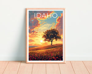 Idaho Poster, Idaho Print, Plains Poster, Tree Print, Outdoor Travel Poster, Idaho Art, Idaho Gift