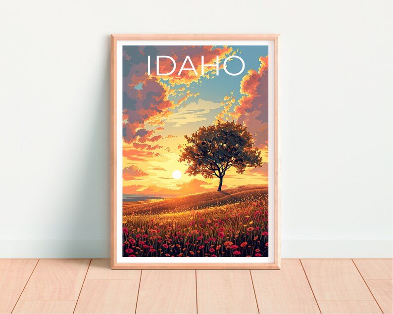 Idaho Poster, Idaho Print, Plains Poster, Tree Print, Outdoor Travel Poster, Idaho Art, Idaho Gift