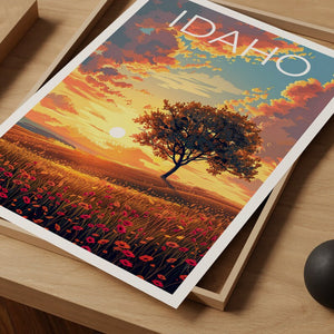 Idaho Poster, Idaho Print, Plains Poster, Tree Print, Outdoor Travel Poster, Idaho Art, Idaho Gift