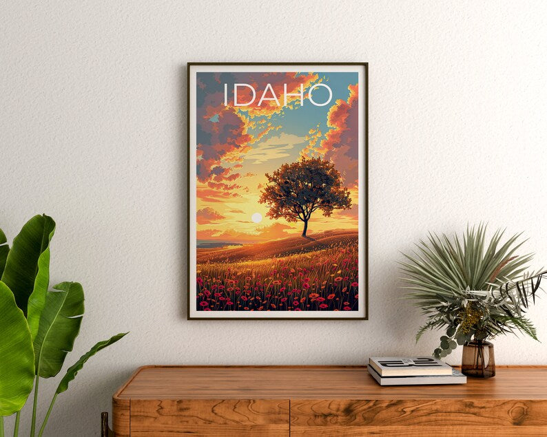 Idaho Poster, Idaho Print, Plains Poster, Tree Print, Outdoor Travel Poster, Idaho Art, Idaho Gift