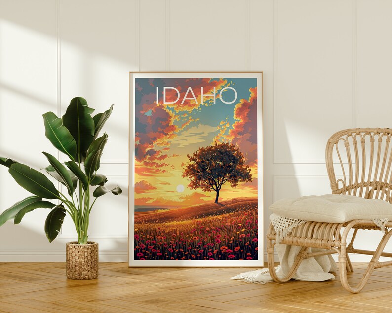 Idaho Poster, Idaho Print, Plains Poster, Tree Print, Outdoor Travel Poster, Idaho Art, Idaho Gift