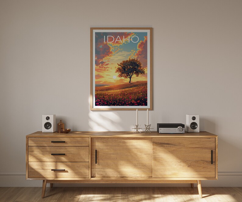 Idaho Poster, Idaho Print, Plains Poster, Tree Print, Outdoor Travel Poster, Idaho Art, Idaho Gift
