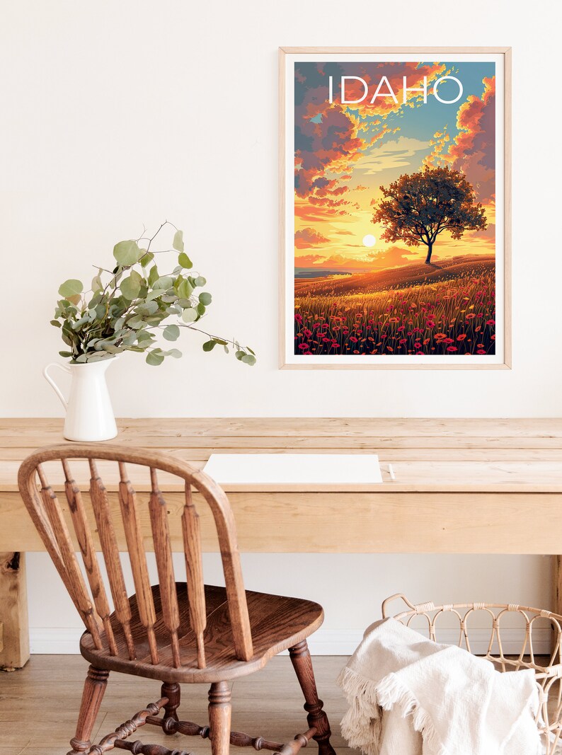 Idaho Poster, Idaho Print, Plains Poster, Tree Print, Outdoor Travel Poster, Idaho Art, Idaho Gift