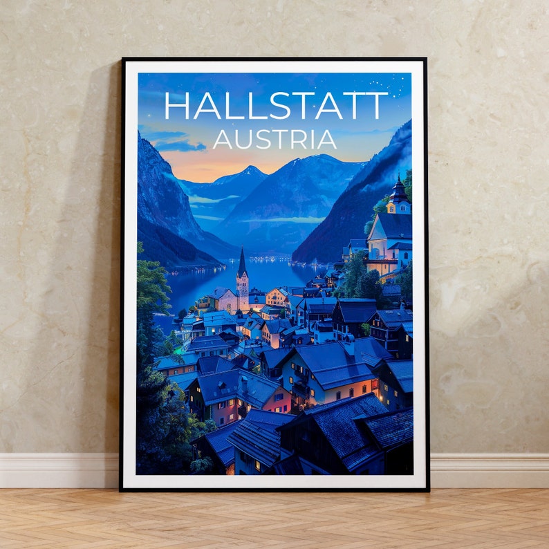 Hallstatt Travel Poster, Austria Wall Art, Austria Print, Hallstatt Poster, Austria Poster, Europe Poster, Austria Art