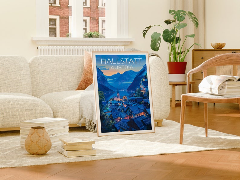 Hallstatt Travel Poster, Austria Wall Art, Austria Print, Hallstatt Poster, Austria Poster, Europe Poster, Austria Art