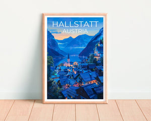 Hallstatt Travel Poster, Austria Wall Art, Austria Print, Hallstatt Poster, Austria Poster, Europe Poster, Austria Art