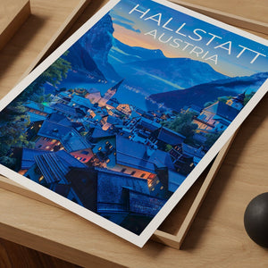 Hallstatt Travel Poster, Austria Wall Art, Austria Print, Hallstatt Poster, Austria Poster, Europe Poster, Austria Art