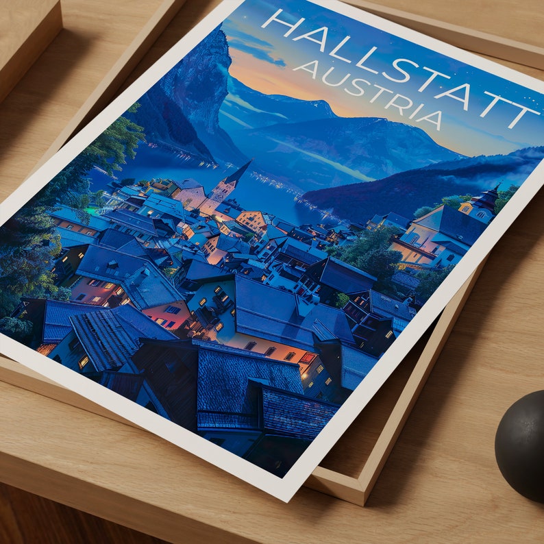 Hallstatt Travel Poster, Austria Wall Art, Austria Print, Hallstatt Poster, Austria Poster, Europe Poster, Austria Art