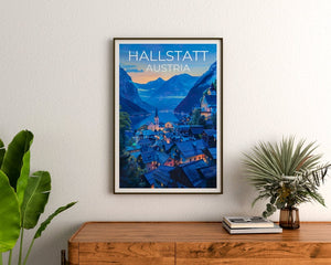 Hallstatt Travel Poster, Austria Wall Art, Austria Print, Hallstatt Poster, Austria Poster, Europe Poster, Austria Art